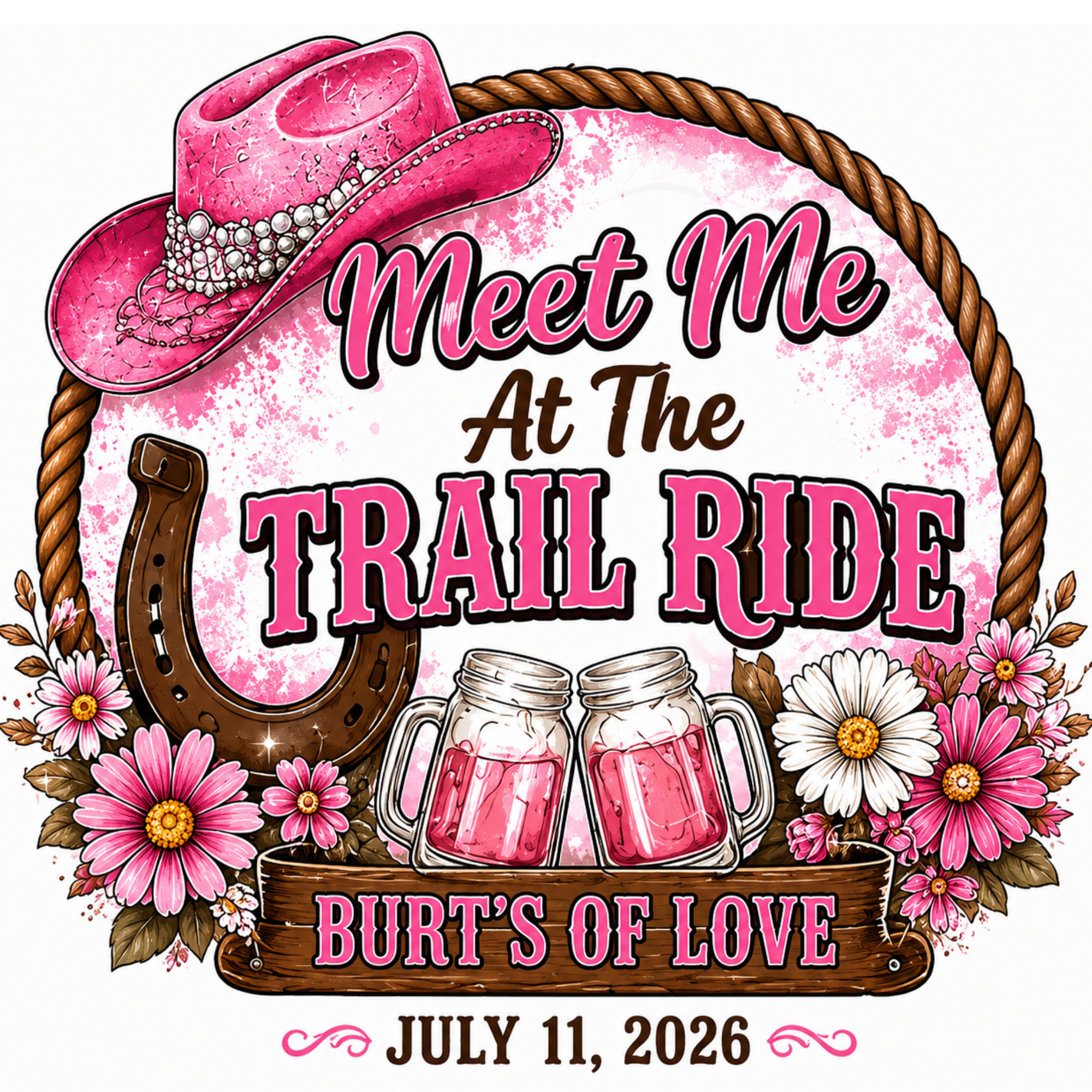 Burt’s of Love Trail Ride tee - pink edition
